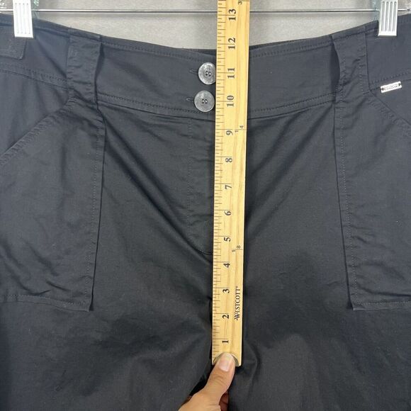 ST. JOHN Pants Size 14 Black High rise Wide Leg Rolled Cuff Carpenter - Picture 11 of 16